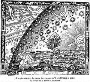 Flammarion 1888, un viaggiatore scruta oltre il firmamento. Credits: Wikimedia Commons