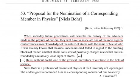 Niels Bohr raccomandazione