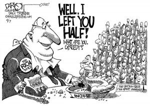Una vignetta satirica sulla distribuzione della ricchezza (John Darkow cartoon)