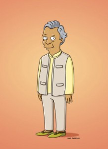 Muhammad Yunus, Nobel per la pace 2006, oltre a diventare un personaggio Simpson, interviene nella serie con la sua voce (Credits ©2015wikisimpsons tramite simpsonswiki)