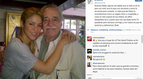 Il post di Shakira per salutare Gabriel García Márquez, suo fan e sostenitore. I due si conobbero in Messico a un concerto della cantante.