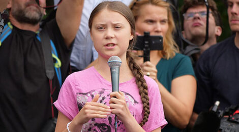 Greta a una manifestazione FridaysForFuture, Berlino, 2019